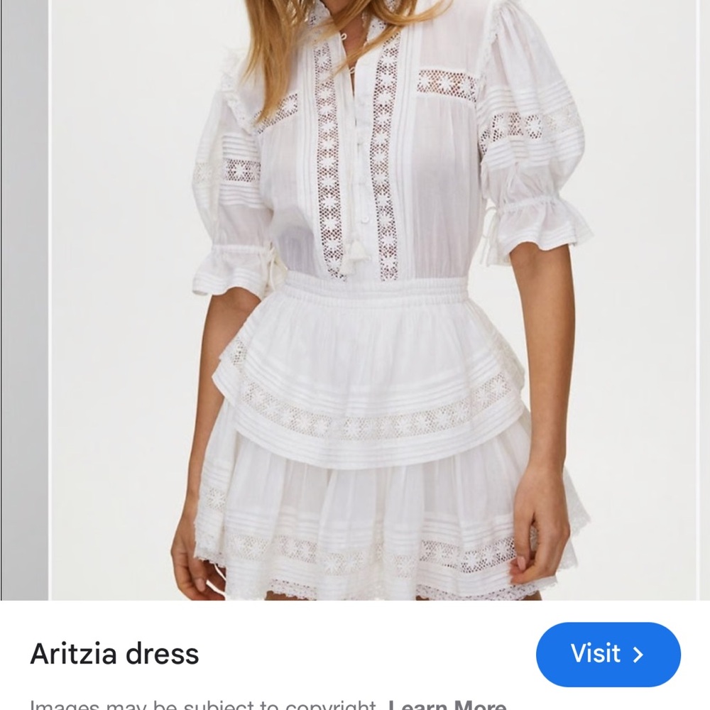 Aritzia White Ruffle Mini Dress